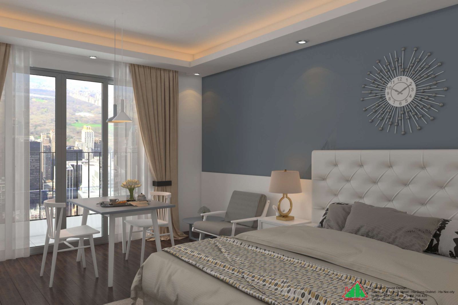 thiết kế nội thất chung cư studio 34m2